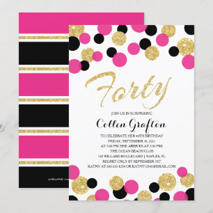 Invitación Purpurina esparcido Confetti 40 cumpleaños