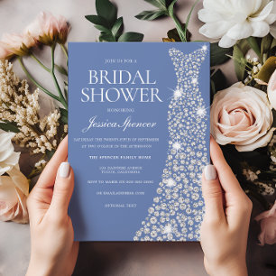 Invitación Purpurina espumoso Boda vestido con ducha de novia