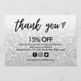 Invitación Purpurina falso Gracias a Heart Media Insert