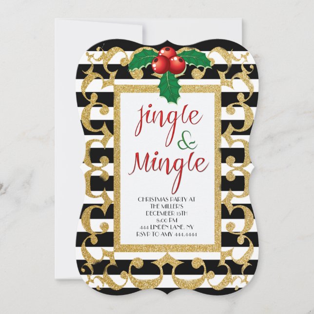 Invitación Purpurina Fiesta de Navidades Jingle y  (Anverso)