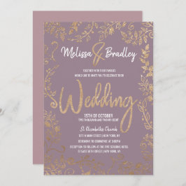 Invitación Purpurina Floral Ombre Mauve Lilac Boda