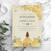 Purpurina floral oro y princesa amarilla Quinceane