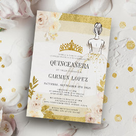 Invitación Purpurina Floral Presupuestario Princesa De Oro Qu