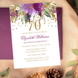 Invitación Purpurina floral Sparkling Amethyst 70th Birthday<br><div class="desc">¡Más invitaciones de cumpleaños florales en la tienda Little Bayleigh! Hemos utilizado obras de arte de: www.createthecut.com</div>