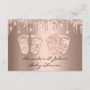 Invitación Purpurina gemelos de pies de Baby Shower gotea Chi