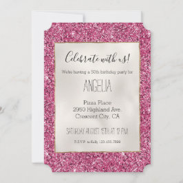 Invitación Purpurina Girly Pink