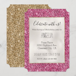 Invitación Purpurina Girly Pink