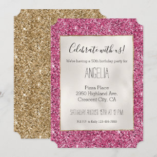 Invitación Purpurina Girly Pink