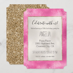 Invitación Purpurina Girly Pink Gold