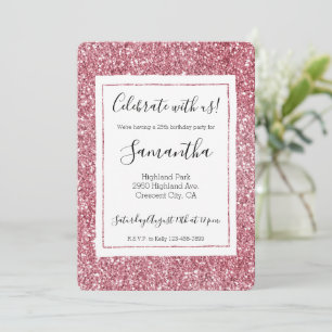 Invitación Purpurina Girly Pink Rose