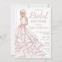 Invitación Purpurina Glam Blonde Bride Bridal Shower