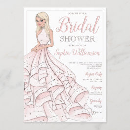 Invitación Purpurina Glam Blonde Bride Bridal Shower