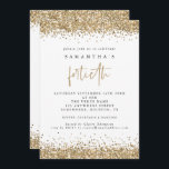 Invitación Purpurina Glam Gold 40Fiesta<br><div class="desc">Invitación a la 40ª Parte de Glam Gold Purpurina. Los elegantes bordes de confeti de purpurina dorado están en la parte superior e inferior y también en la parte trasera. El 40º está decorado con un estilo moderno de escritura a mano. Personaliza fácilmente el resto del texto a tu propia...</div>