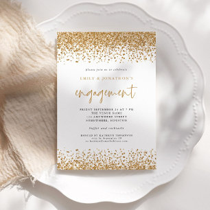 Invitación Purpurina Glam Gold Bordes Impresa Compromiso