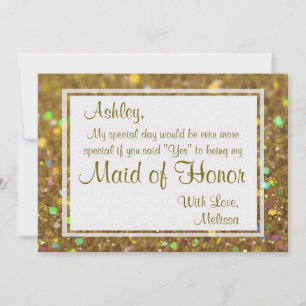 Invitación Purpurina Glam, serás mi empleada de honor