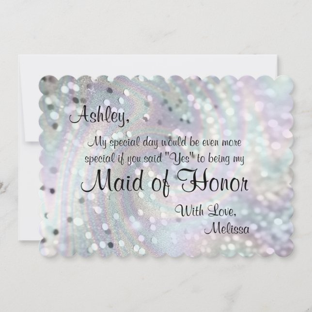 Invitación Purpurina Glam, serás mi empleada de honor (Anverso)