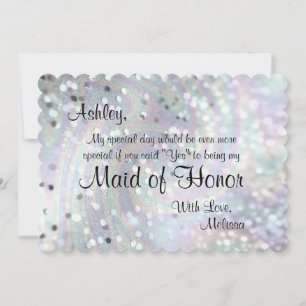 Invitación Purpurina Glam, serás mi empleada de honor