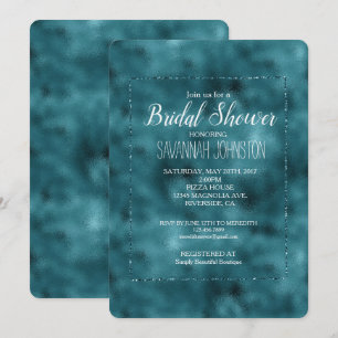 Invitación Purpurina Glitz verde azulado Glam Bridal Shower