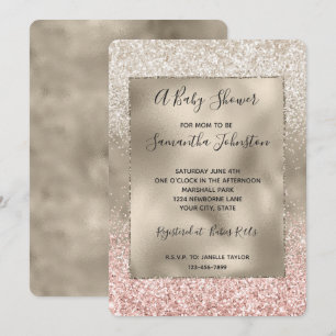 Invitación Purpurina Glitzy Blanco Rosa de Oro Champagne