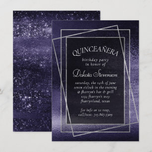 Invitación Purpurina Glitzy Purple   Relieve metalizado Spark