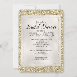 Invitación Purpurina Glitzy White Pearl Gold