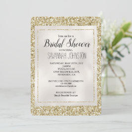 Invitación Purpurina Glitzy White Pearl Gold