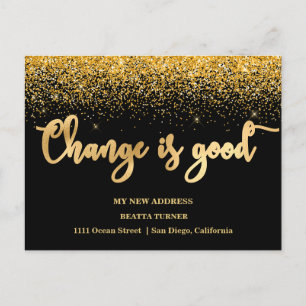 Invitación Purpurina Gold de Lujo Nueva Dirección