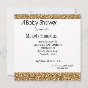 Invitación Purpurina Gold Glam Faux