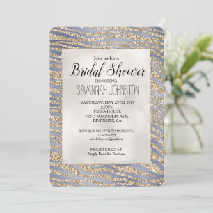 Invitación Purpurina Gold Purple Luxe Zebra Bridal Shower