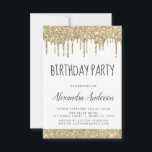 Invitación Purpurina Gold White Sparkle Cualquier Cumpleaños<br><div class="desc">Personalizado de Purpurina con gotero blanco y dorado Cualquier edad (13°, 16°, 18°, 21°, 30°, 40°, 50°, 60°) Invitación a la fiesta de cumpleaños para adultos, adolescentes o niños. Esta es la invitación perfecta para un cumpleaños divertido y a la moda para una elegante modernidad (trece, dieciséis, dieciocho, veintiuno, treinta,...</div>
