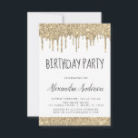 Invitación Purpurina Gold White Sparkle Cualquier Cumpleaños<br><div class="desc">Personalizado de Purpurina con gotero blanco y dorado Cualquier edad (13°, 16°, 18°, 21°, 30°, 40°, 50°, 60°) Invitación a la fiesta de cumpleaños para adultos, adolescentes o niños. Esta es la invitación perfecta para un cumpleaños divertido y a la moda para una elegante modernidad (trece, dieciséis, dieciocho, veintiuno, treinta,...</div>