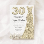Invitación Purpurina Golden Sparkle con vestido de 30 años Fi<br><div class="desc">Purpurina Golden Sparkle Vestido 30 cumpleaños fiesta de invitación Variaciones a la invitación y artículos coincidentes en nuestra tienda</div>