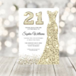 Invitación Purpurina Golden Sparkle Vestido Fiesta de cumplea<br><div class="desc">Purpurina Golden Sparkle Vestido 21ª fiesta de cumpleaños Variaciones de invitación a la invitación y artículos coincidentes en nuestra tienda</div>