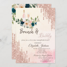 Invitación Purpurina gotea ducha Brunch & Bubbly Bridal Showe