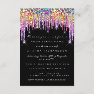 Invitación Purpurina gotea Rosa novia 16ª sirena arcoiris