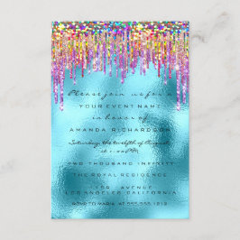 Invitación Purpurina gotea Rosa novia 16º océano arcoiris