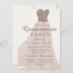 Invitación Purpurina Gown Quinceanera