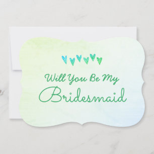 Invitación Purpurina Gradation Heart Will You Be My Bridesmai