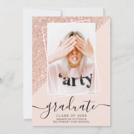 Invitación Purpurina graduación de bloques de fotos de gradua