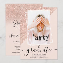 Invitación Purpurina graduación de bloques de fotos de gradua