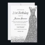 Invitación Purpurina gris plateado Mujeres Fiesta 21º cumplea<br><div class="desc">Invitación a la fiesta de cumpleaños número 21 de las mujeres Purpurinas de gris plateado Ver artículos coincidentes en nicho y tienda de nidos</div>