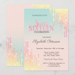 Invitación Purpurina Guay Drips Ombre Sweet 16