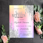 Invitación Purpurina Guay Silver Drips Rosa Gold Sweet 16<br><div class="desc">Moderno,  moda y glamuroso Sweet 16 con goteos purpurinas sobre un fondo dorado subió.</div>