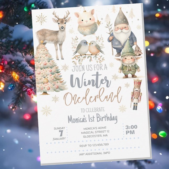 Invitación Purpurina invernal maravilloso cumpleaños (Subido por el creador)