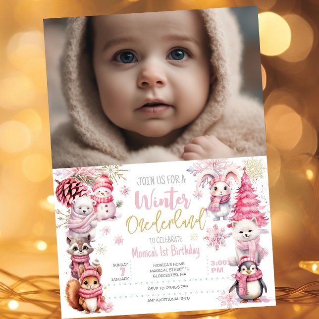 Invitación Purpurina invierno onederland cumpleaños (Subido por el creador)