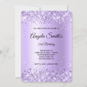 Invitación Purpurina Lavender Relieve metalizado satinado púr