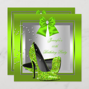 Invitación Purpurina Lime Green High Heol Birthday Party