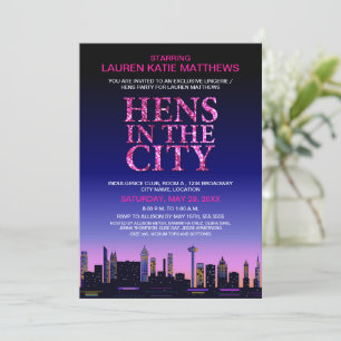 Invitación Purpurina Look Hens' / Fiesta de Poster de películ