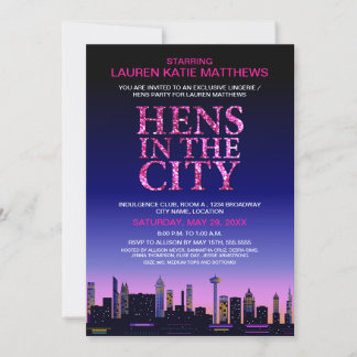 Invitación Purpurina Look Hens' / Fiesta de Poster de películ