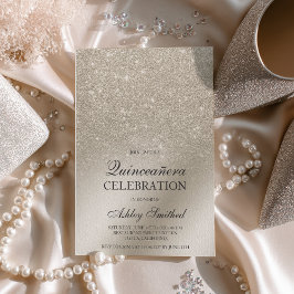 Invitación purpurina marfil Relieve metalizado metálico oscur